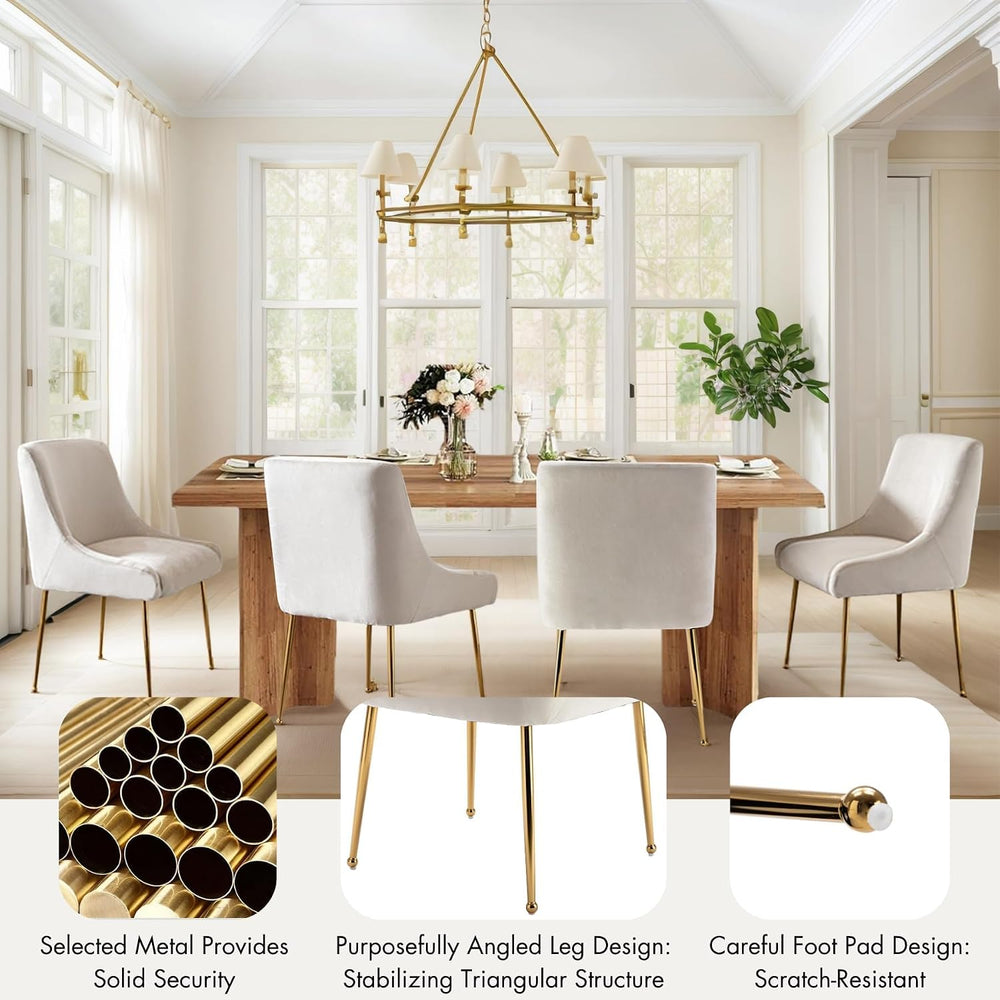 Hyfirm Modern White Dining Room Chairs Set of 2, Upholstered Velvet Dining Ch...