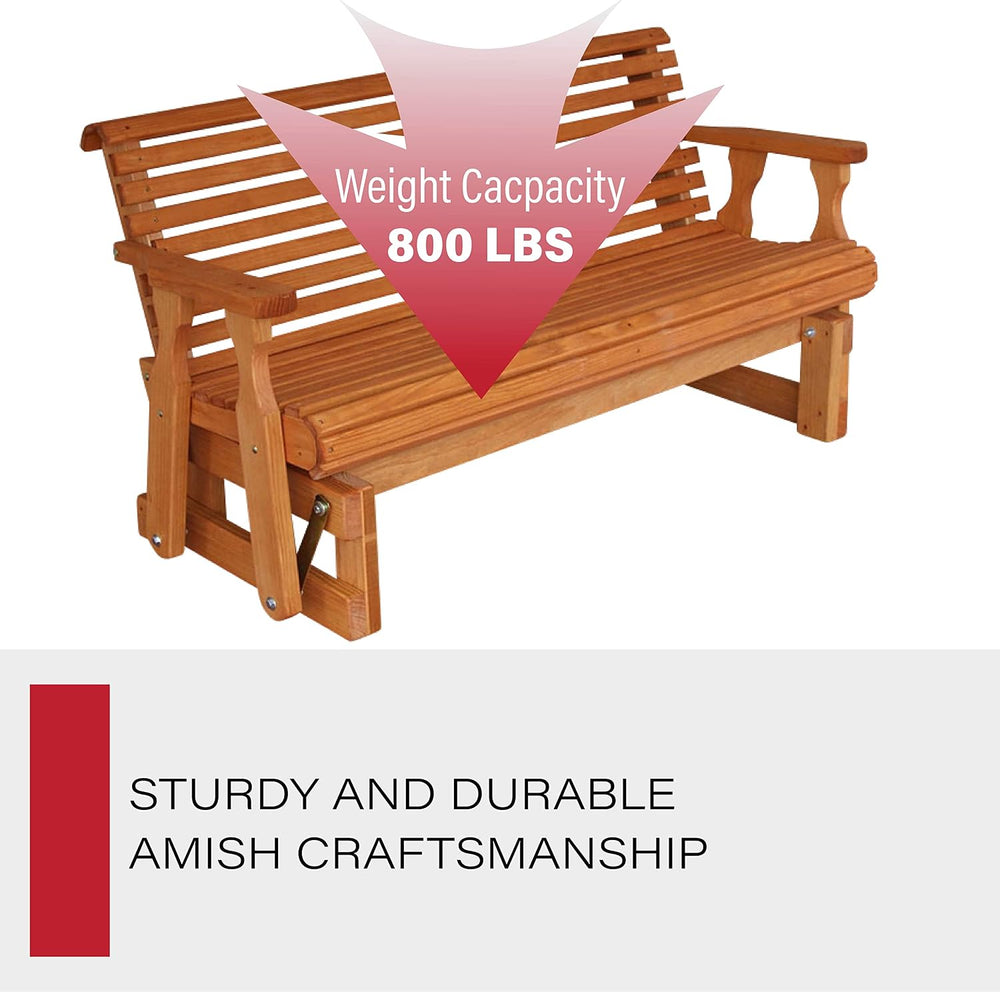 Amish Heavy Duty 800 Lb Roll Back Pressure Treated Porch Glider (4 Foot, Ceda...