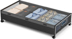 KITHELP Under Bed Storage with Wheels, Under Bed Shoe Storage, Under the Bed Storage Drawers with Remove Window, Extra Large Rolling Under Bed Storage Metal Drawer for Clothes (Black-1 pack)