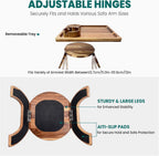 360° Detachable Rotating Acacia Wood Sofa Arm Tray Table, Serving Tray Clip On Couch Armrest Table with Cup Holder & Phone Stand, TV Dinner Tray for Eating on Sofa, TV Trays Fits for Small Spaces