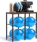Klvied 2-Tier Water Jug Rack, 5 Gal, Wood Top | Heavy duty steel, wooden top shelf, for kitchen, break room, office, holds 5 gal bottles