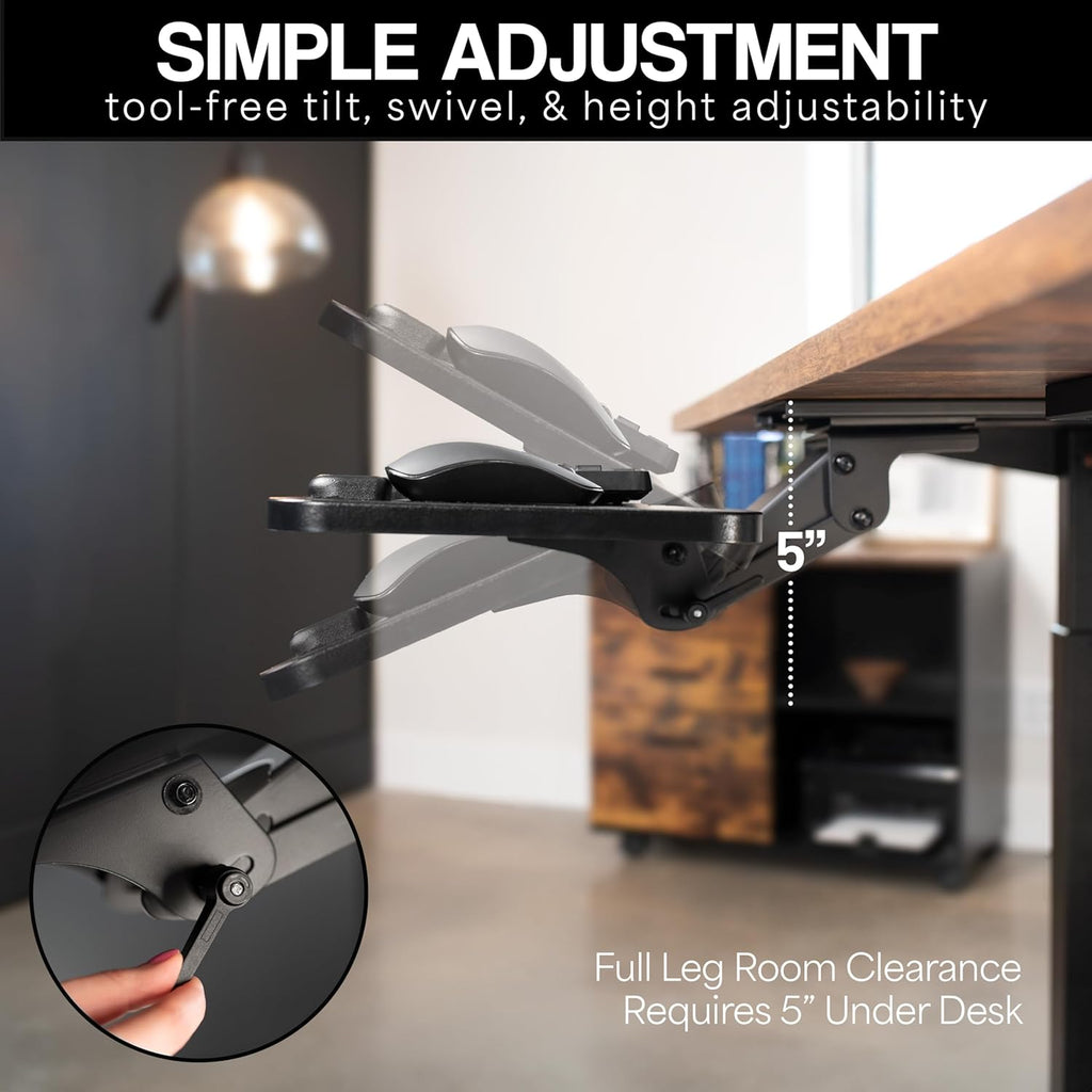 VIVO Adjustable Computer Keyboard and Mouse Platform Tray Ergonomic Under Table Desk Mount Drawer Underdesk Shelf, Light Wood, MOUNT-KB03C
