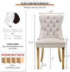 Mid Century Modern Dining Chairs Set of 8, Beige Velvet Upholstered Tufted Back, Kitchen & Dining Room Chairs, Gold Metal Legs, Nailhead Trim, Sillas para Comedor (Beige, 8 Pcs)