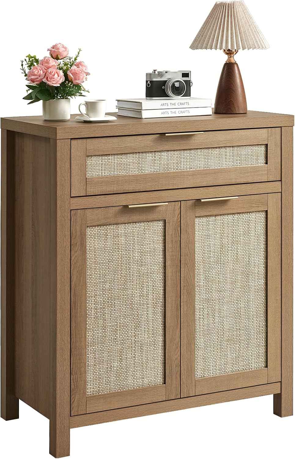 HOKYHOKY 30" Rattan Sideboard Buffet Cabinet, Boho Storage Cabinet