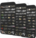 3PCS Hanging Jewelry Organizer with 80 Pocket Double-Sided Jewelry Holder Storage Wall Door Closet Accessories Organizer for Earrings, Necklaces, Rings (Black)