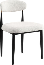 Morden Fort Modern Dining Chairs Set of 4, White Armless Chairs with Curved Backrest and Black Metal Legs for Dining Room, Kitchen, Living Room, Apartment