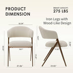 COLAMY Dining Chairs Set of 2, Modern Fabric Upholstered Dining Room Kitchen Side Chairs with Iron Legs, Open Back and Padded Seat, for Living Room/Restaurant/Cafe, Beige