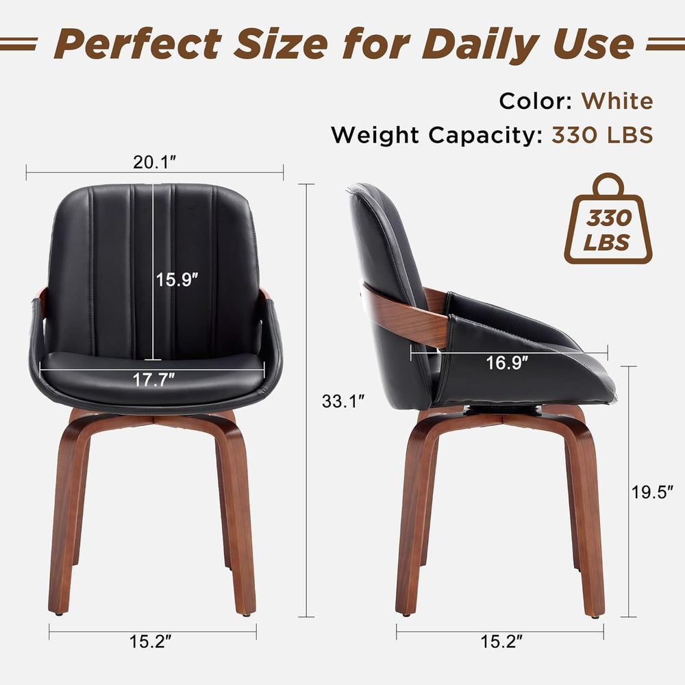 Swivel Black Dining Chairs Set of 4, Mid Century Modern Faux Leather Dining R...