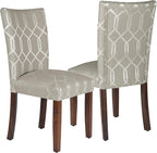 HomePop Classic Parsons Dining Chair - Pewter Gray Cream Lattice (Set of 2)