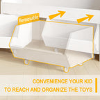 Toy Storage Organizer for Kids, Toy Storage Cabinet with Drawers, Boys and Girls Toy Shelf with Wheels, Toy Organizer Kids Bookshelf with Storage for Nursery, Playroom, Bedroom (White)