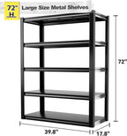 REIBII Storage Shelves Heavy Duty Garage Shelving 72" Adjustable Metal Shelves for Storage 5 Tier Garage Shelf for Kitchen Pantry Warehouse Basement, 3 Pack