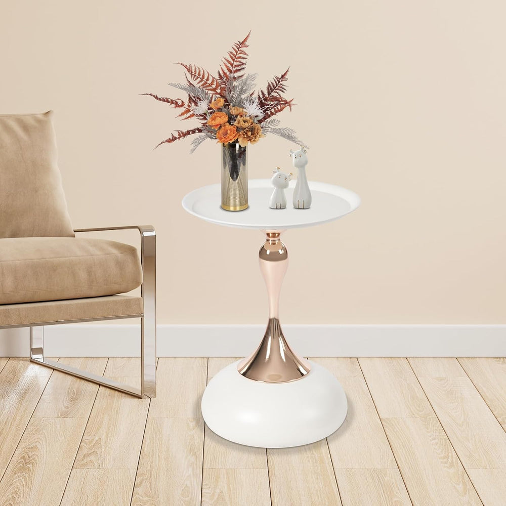 Metal Round End Table,Small Round Side Tables for Small Spaces, Modern Pedest...