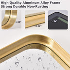 30 x 22 Inch Gold Bathroom Mirror for Wall,Aluminum Alloy Frame Rectangular Wall Mounted Mirror for Farmhouse Decor Horizontal or Vertical Ideal for Bedroom, Living Room