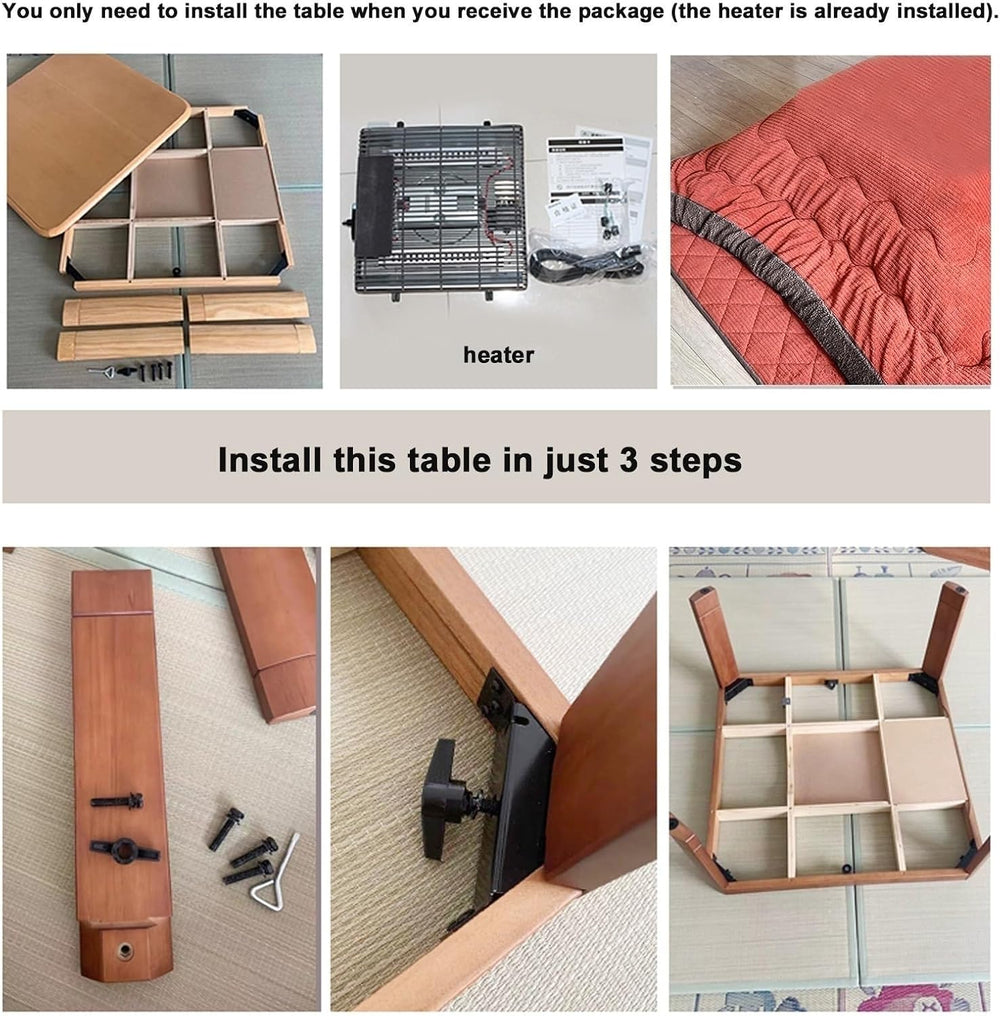 Kotatsu Heating Table Set 80/120cm Japanese-Style Stove Futon Set Kotatsu Hea...