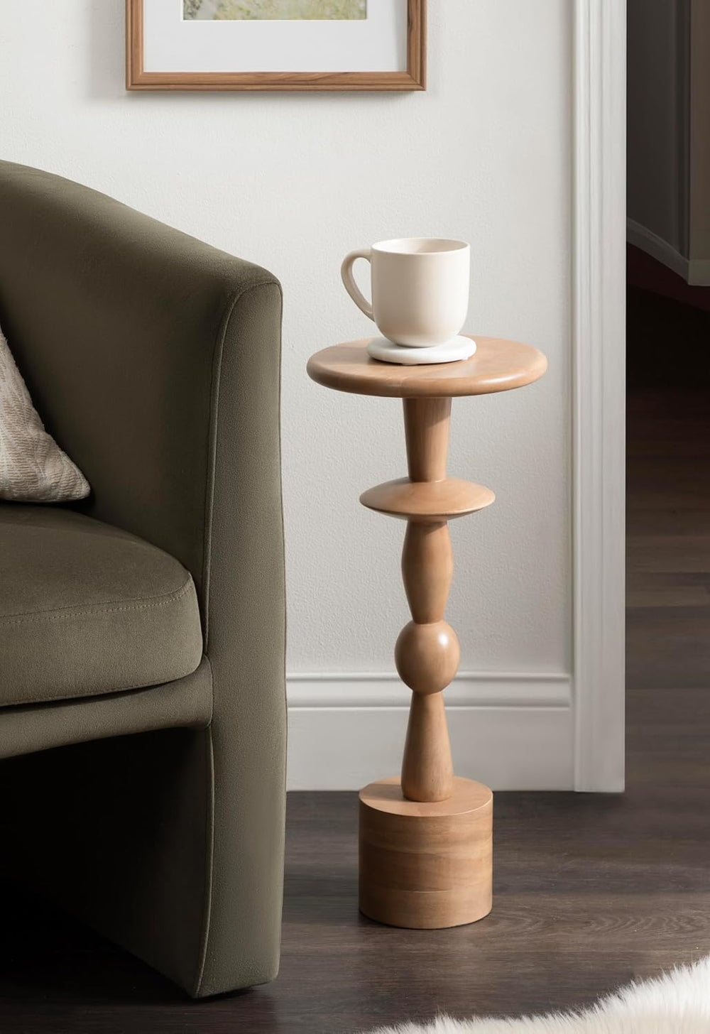 Kate and Laurel Avenal Modern Round Mango Wood Drink Table, 9 x 9 x 22, Natur...