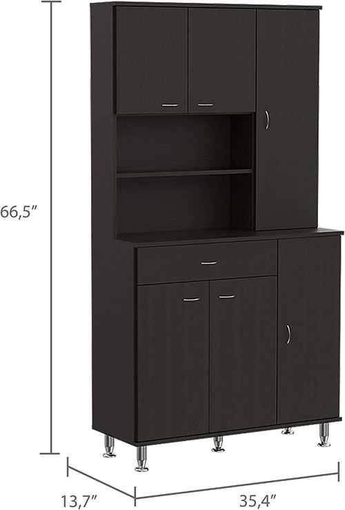 1 Shelf 1 Drawer Pantry Cabinet Black