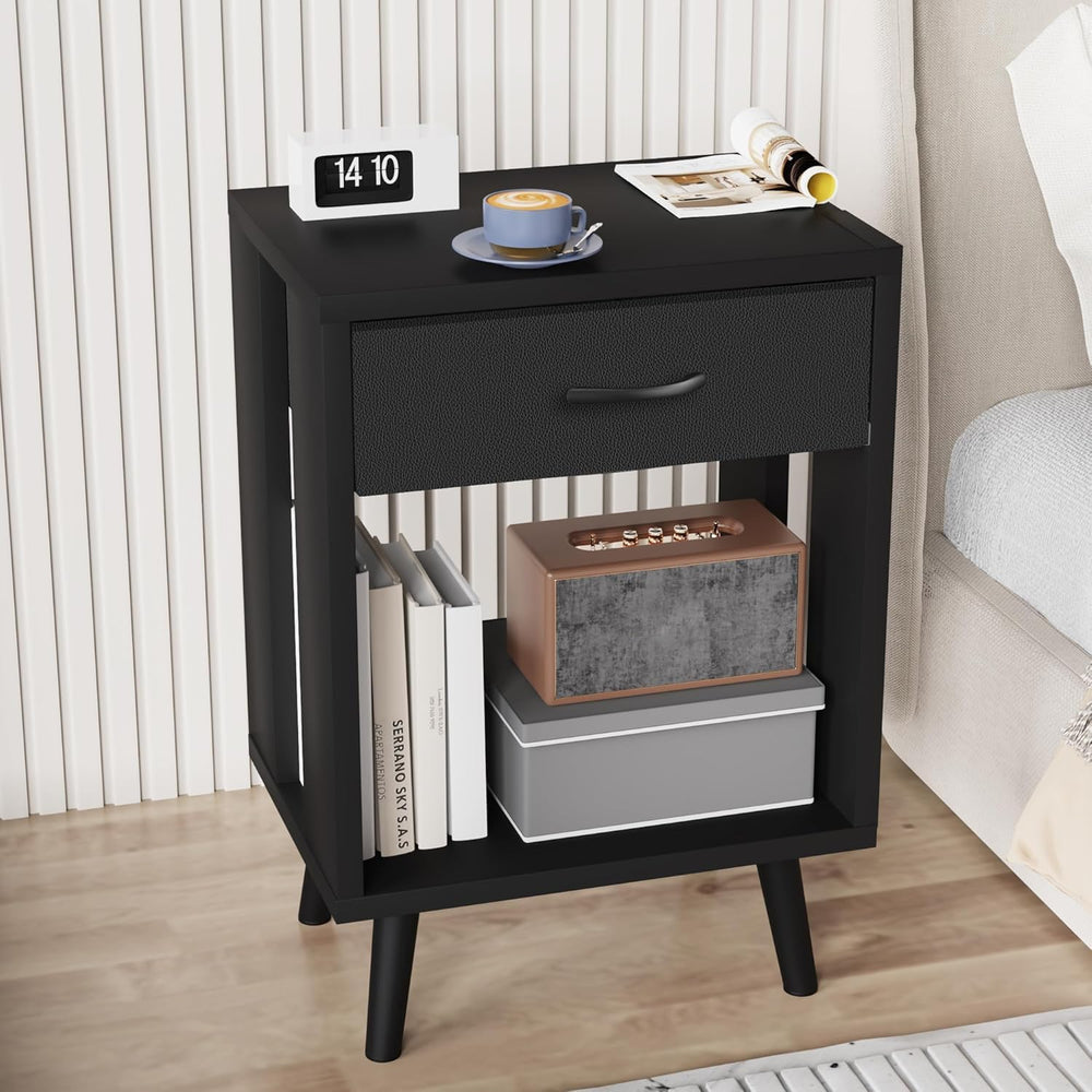 GYIIYUO 24" H Nightstands Set of 2 with Fabric Drawer, Black