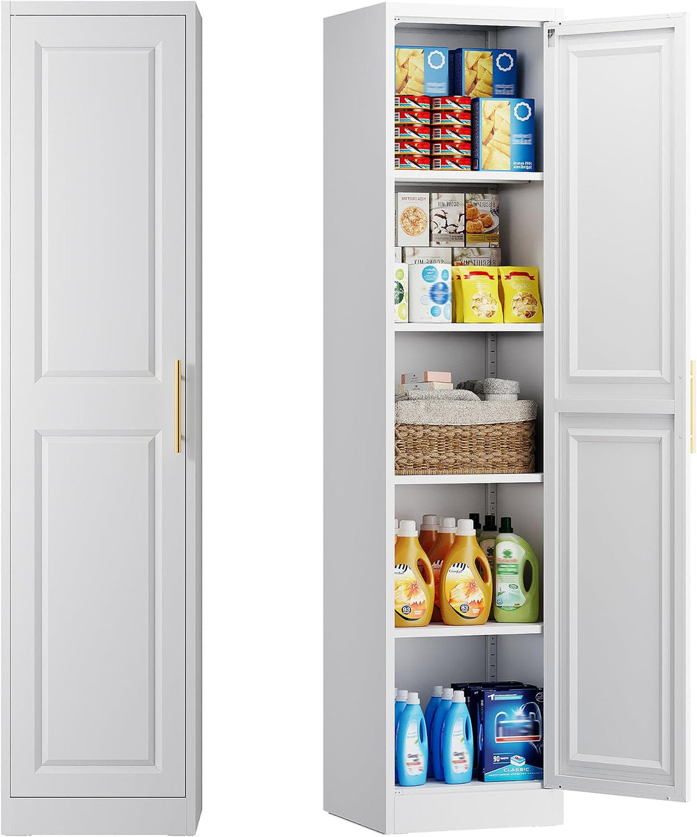 71''Tall Narrow Storage Cabinet Metal Bathroom Cabinet with Doors and...