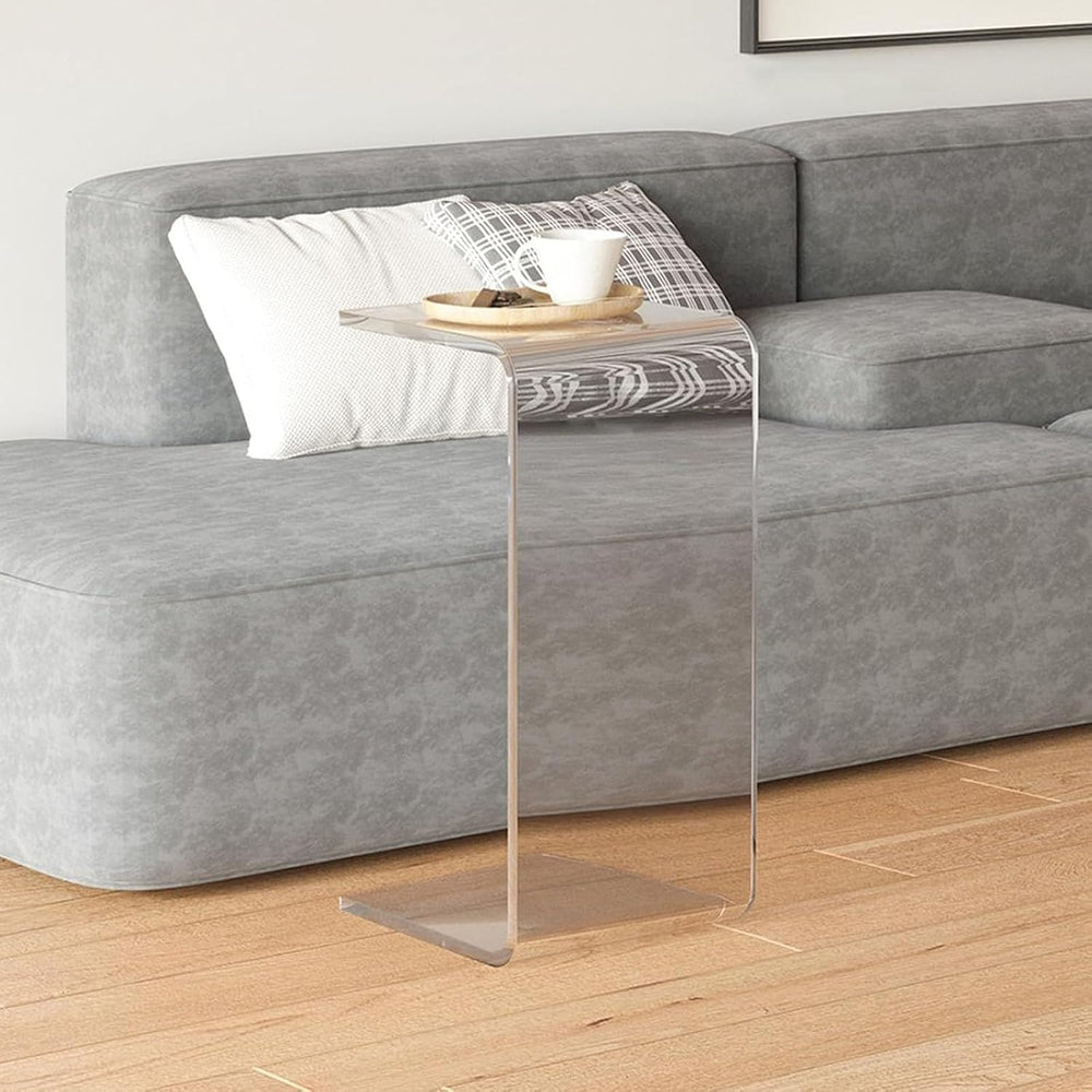 Acrylic C-Shaped End Table, Clear Side Tables for Living Room, Coffee/Drink/F...