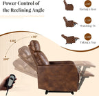Zero Wall Power Recliner Chairs, Small Recliner for Small Spaces and Petite People Man Woman (1, Faux Leather Light Brown)