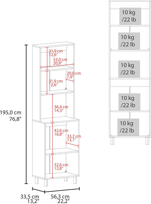 22.2" D*13.2" W*70.86" H Freestanding Kitchen Pantry with 2 Shelves, 2 Double Doors, Rectangular Storage Cabinet, Modern Minimalist, for Living Room, Dining Room, White