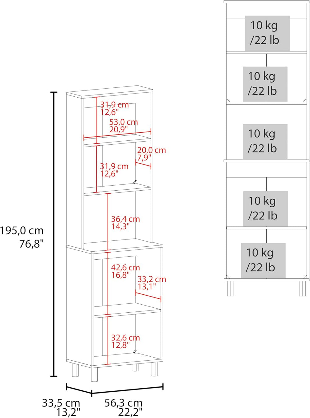 76.8" White Double Door Storage Cabinet: Modern Kitchen Pantry with Open...