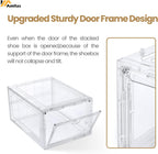 12 Pack Clear Shoe Boxes Stackable,Shoe Storage Boxes for Closet,Sturdy Shoe Box Storage Containers with Clear Door,Sneaker Storage,Easy to Assemble,Fit up to US Size 12(13.8”x 9.84”x 7.1”)