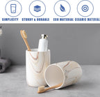 Brown Marble Toothbrush Holders - Ceramic Toothbrush Holders for Bathrooms, Toothbrush Toothpaste Holders, 2 Marble Bathroom Tumbler Cups Reusable Toothbrush Mouthwash Cup, Bathroom Counter Organizer