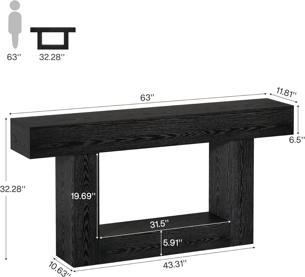 Tribesigns 63-Inch Long Console Table, 2-Tier Entryway Table Sofa Table with ...