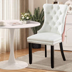 3-Pieces 31.5" Round Dining Table Set for 2, White Dining Table & PU & Velvet Upholstered Dining Chairs Set of 2 for Kitchen Dining Room Apartment Small Space(Pink & White Chairs)