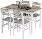 Hooseng Dining Table Set for 4, Wood Kitchen Table Chairs Set with Storage, Farmhouse 5 Piece Dining Room Table Set, Space-Saving Dinette Set for Breakfast Nook, Apartment