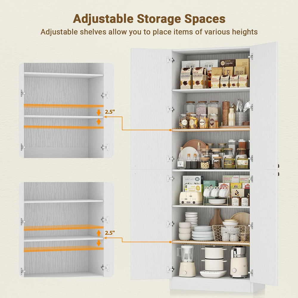 Cyclysio 80" Kitchen Pantry with 4 Soft Close Doors, Seamless Fit Wall |...