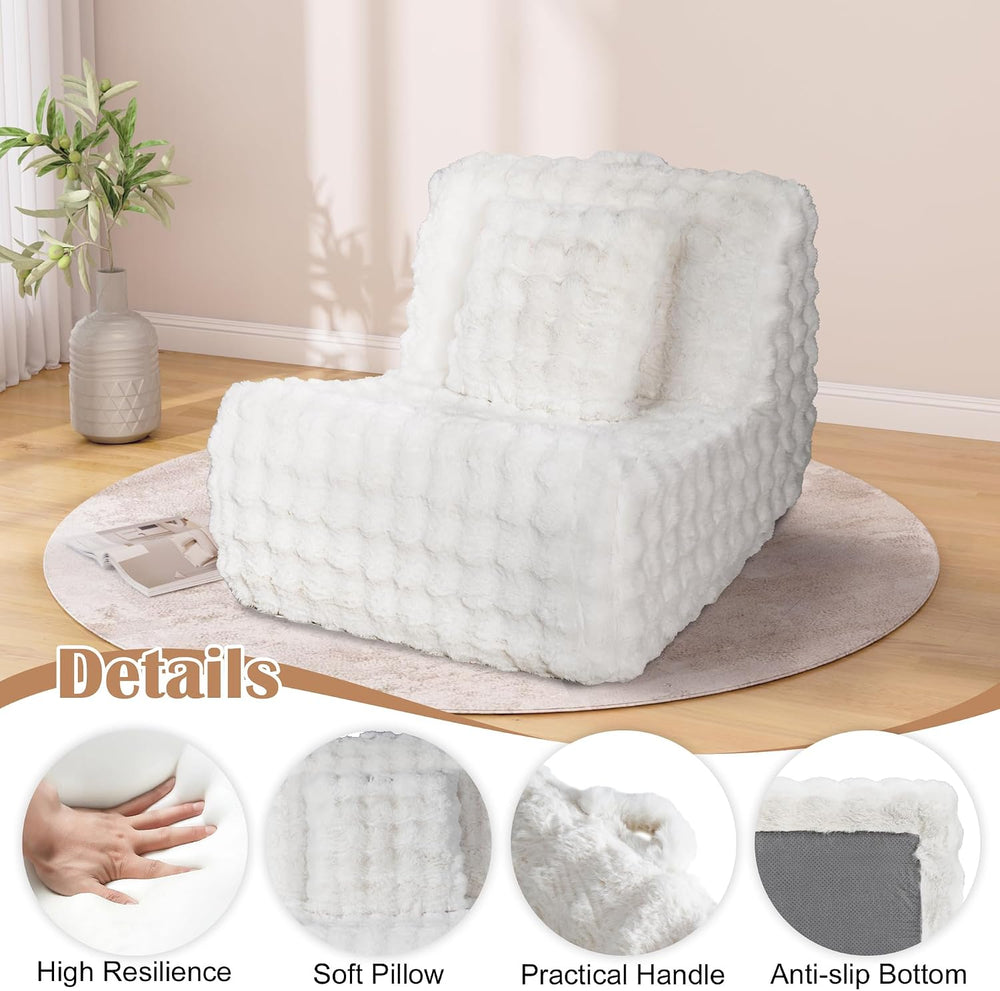 Bean Bag Chair for Adults, Giant Bean Bag Sofa with Soft Pillow, Comfy Faux F...