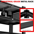 SILVEL 48.2" W Garage Shelving, 5000LBS Heavy Duty Metal Shelving, 2025 Solid Storage Shelves with 2 Side Pegboards, Industrial 5 Tier Shelves for Basement Pantry Warehouse Supermarket, 4 Pack
