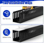 99in (6x L16.5in) Professional Server Rack Cable Management Raceway, H2.4in x W2in Large Capacity Cable Raceway Kit, Electrically Safe PVC, Open Slot Wire Raceway for Under Desk/Computer/Network Cords
