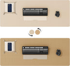 DAWNTREES Dual Sided Desk Mat,Leather Desk Pad,47.2''x15.8'',Cork Desk Mat Protector,with PU Leather Valet Tray Organizer,Large Mouse Pad,Desk Writing Pad for Office and Home(Khaki)