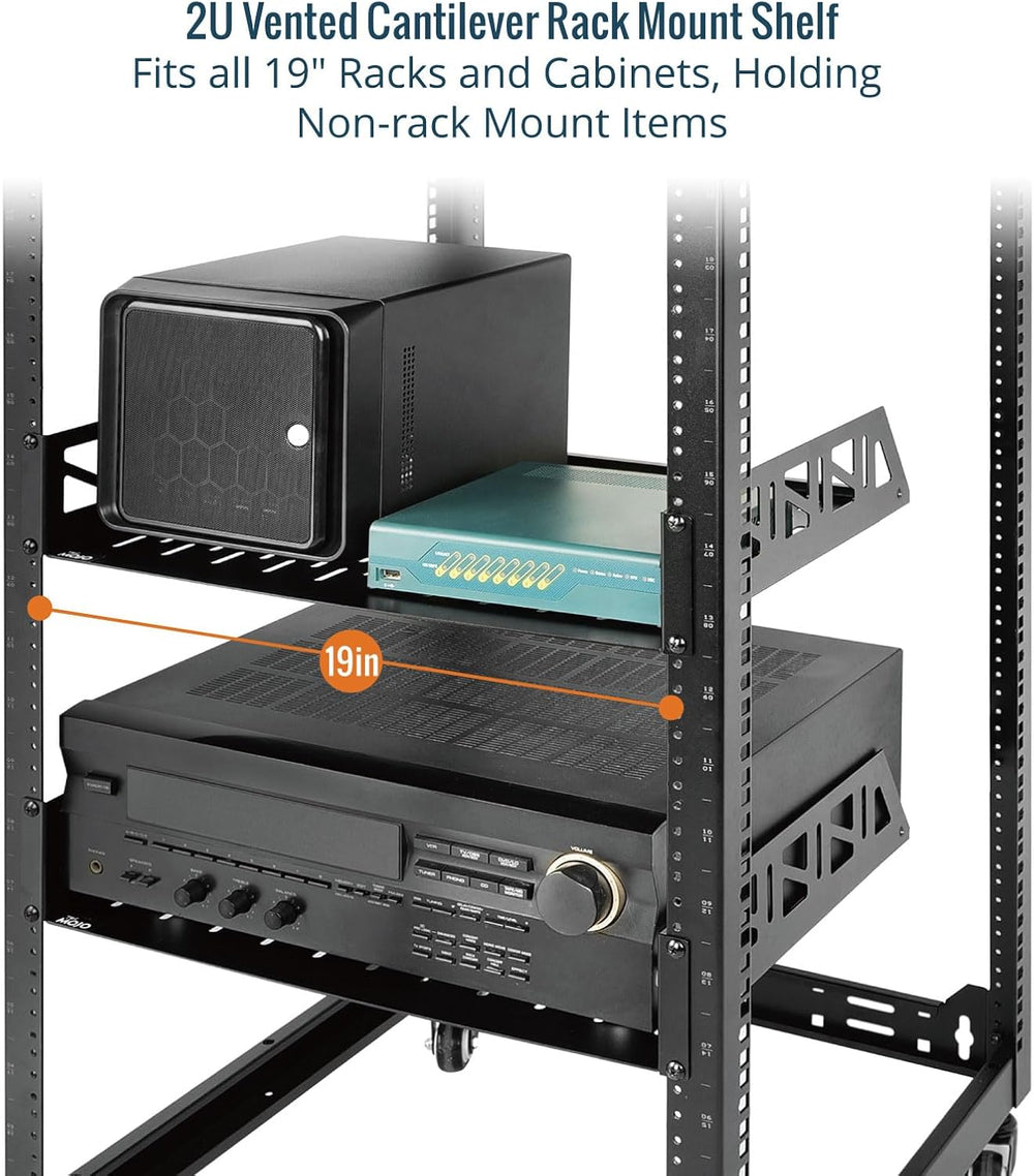 Tecmojo 2 Pack 2U Rack Shelf,19 inch Rack Mount Shelf 14 inch Depth,with Anti...