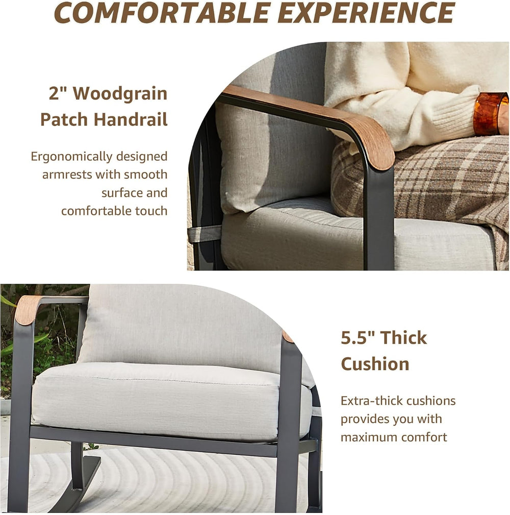 NATURAL EXPRESSIONS 3 Piece Patio Bistro Set, Glider Rocking Chairs & Table