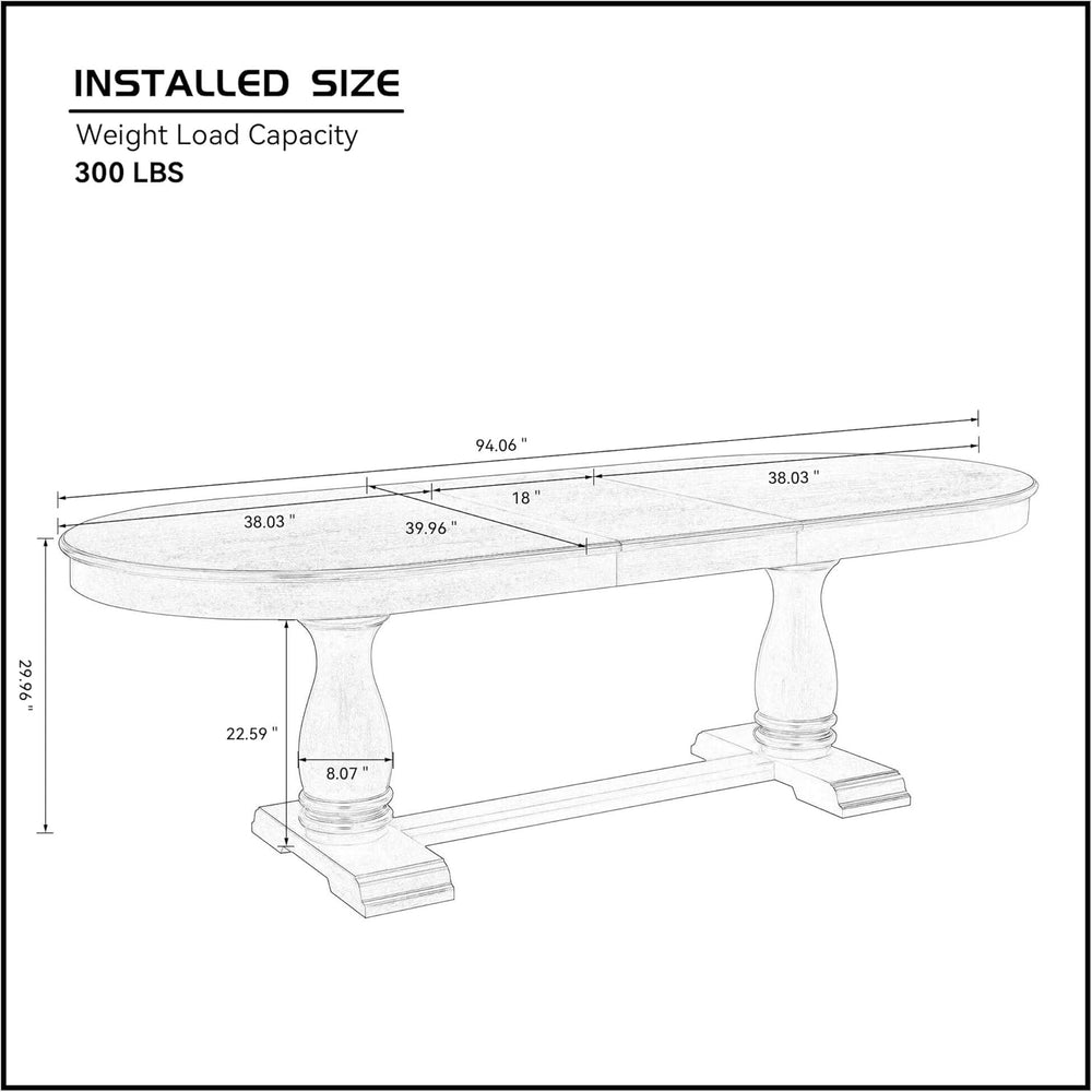 Mid-Century Modern Wooden Dining Table Extendable Oval Dining Table with 18&q...