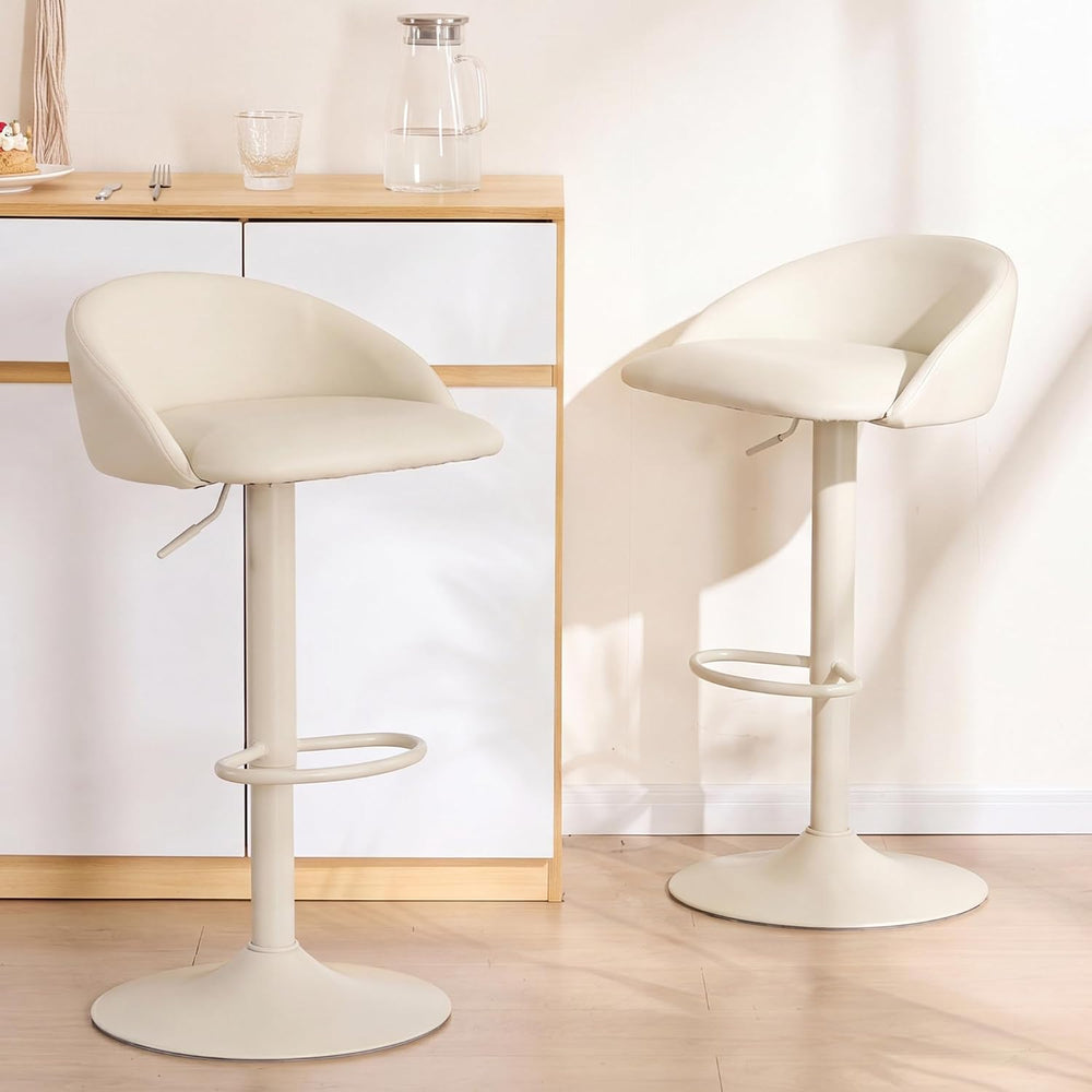 YOUNIKE Bar Stools Set of 2 Kitchen Bar Chair Counter Height Barstool Cream |...