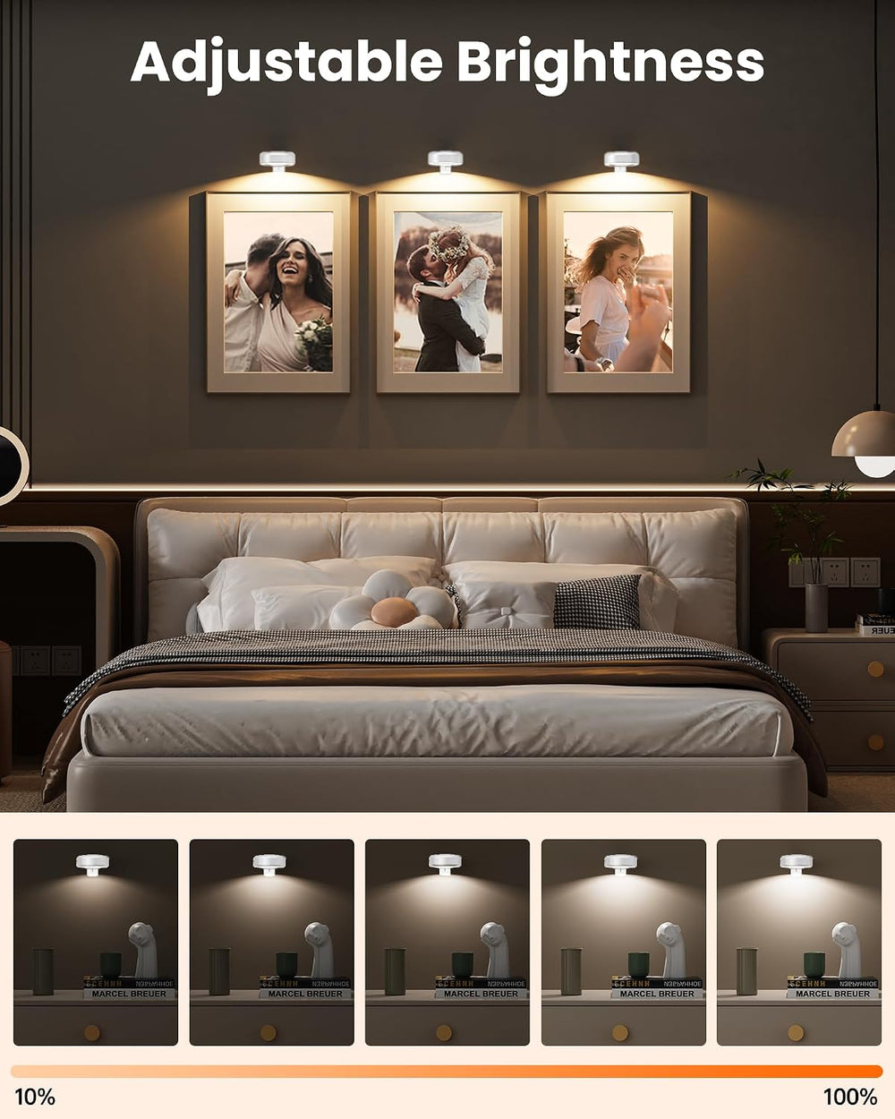 Picture Lights for Wall,Wireless 2000mAh Rechargeable Magnetic LED Puck Light...