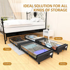 Large Under Bed Storage with Wheels, Under Bed Storage Containers, Under Bed Shoe Storage Organizer, Rolling Underbed Storage Containers for Bedroom Clothes Shoes Blankets, 2 Pack, Black