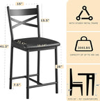 GarveeHome Bar Stools Set of 4, Counter Height Bar Chairs with Back and Thick Cushion, Upholstered Dining Chairs with Padded Seat, Barstools for Kitchen Island, Bar, Dining Room, Modern Black