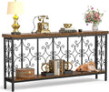 ikkle 70.9" Narrow Sofa Table Behind Couch with 2-Tier Storage Shelf. | Industrial Console Table with Auspicious Cloud Design and Premium Water-Resistant Wood Finish.Fit for Entryway, Living Room.
