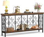 ikkle 70.9" Narrow Sofa Table Behind Couch with 2-Tier Storage Shelf. | Industrial Console Table with Auspicious Cloud Design and Premium Water-Resistant Wood Finish.Fit for Entryway, Living Room.