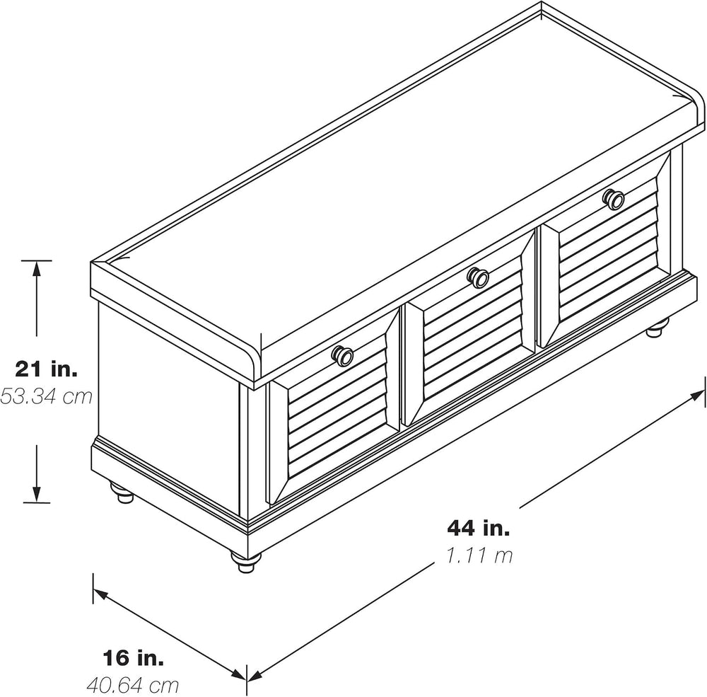OSP Home Furnishings Dover Coastal Lift-Top Storage Bench with Shutter Face S...