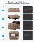 Bsketa Storage Ottoman Bench, 17" Folding Velvet Foot Rest,Leopard Print | Small Ottoman with Side Pockets, Thicker Foam Padded Seat, Livingroom, Dorm, Bedroom, Easy to install, 43L,17x13x13in