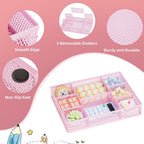 Marbrasse 2 Pack Desk Drawer Organizer, Mesh Drawer Organizer Tray with 8 Adjustable Compartments, Desk Organizers and Accessories, 5 Dividers Drawer for Office Supplies, Makeup & Vanity (Pink)