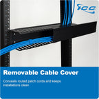 ICC 2U Finger Duct Cable Manager Panel with Cover, Plastic with Metal Back Frame, 3" Depth, Horizontal Cable Management, Rackmount for 19” Network Racks, Black, Single Pack
