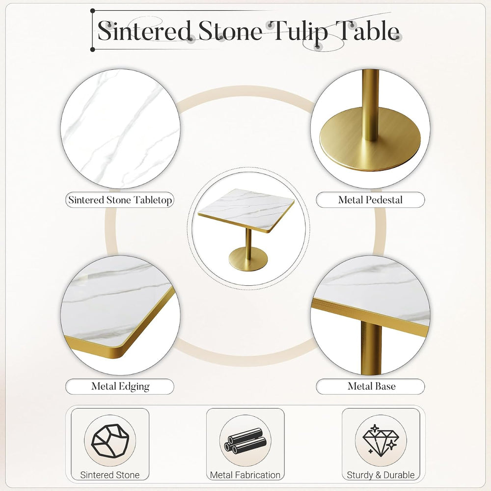 31.5" Square Dining Table, Square Restaurant Table with 1.2" Thick ...